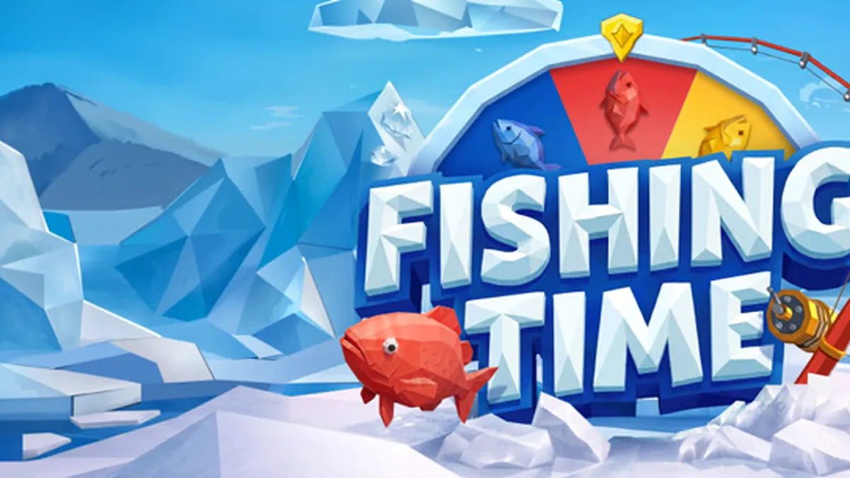 Interface do jogo Fishing Time da BGaming com tema de pesca no gelo
