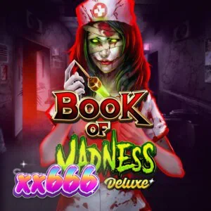 Interface do slot Book of Madness Deluxe com tema de terror